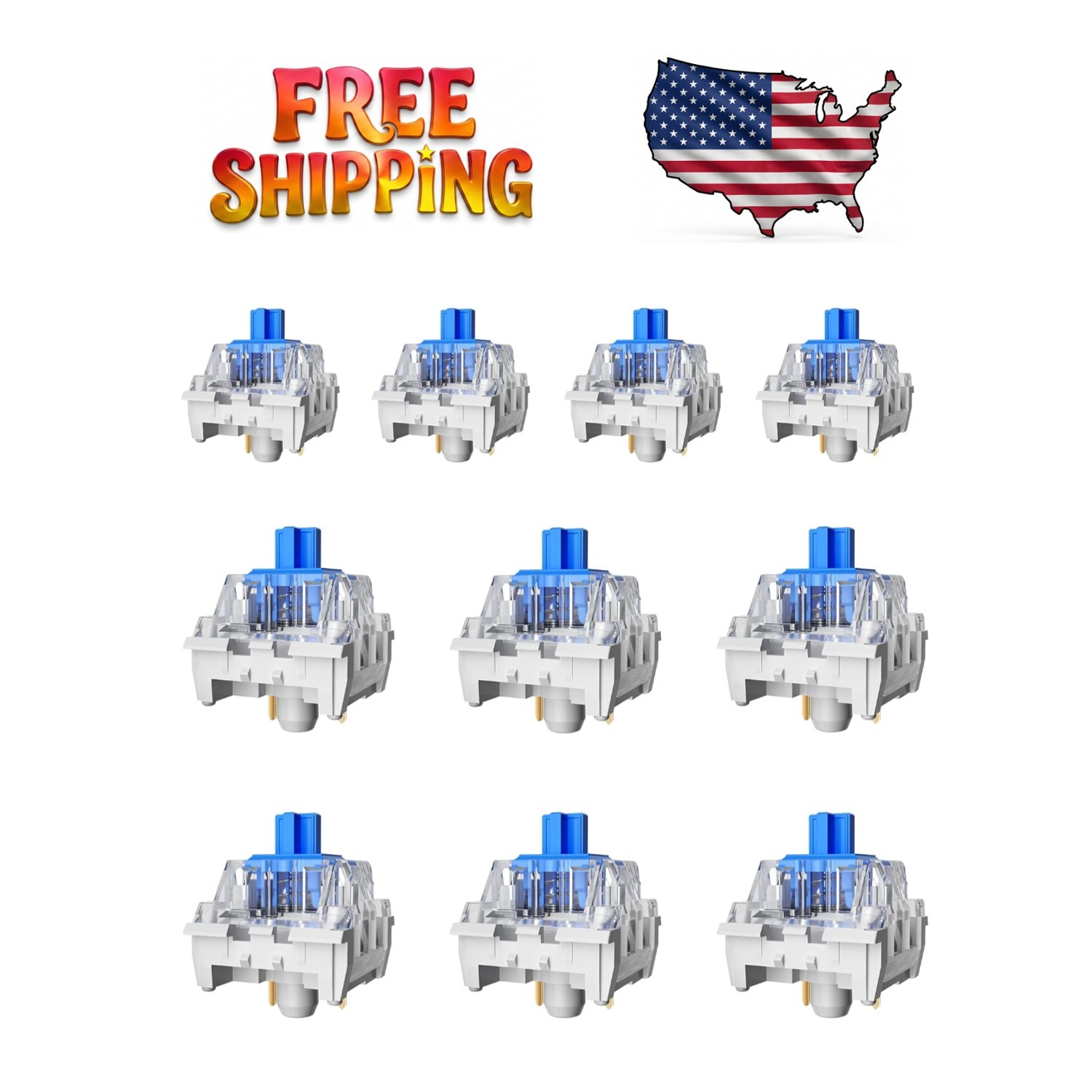 Blue Click Switches Set of 108 - Tactile Feedback for Enhanced Gaming Experience