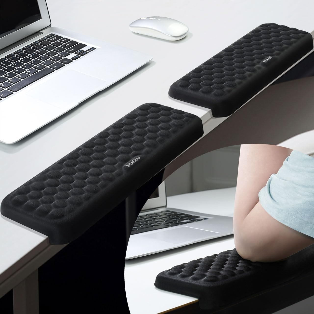 L-Shaped Desk Edge Cushion, 2-Piece Elbow Pad for Desk with Ergonomic Memory Foa