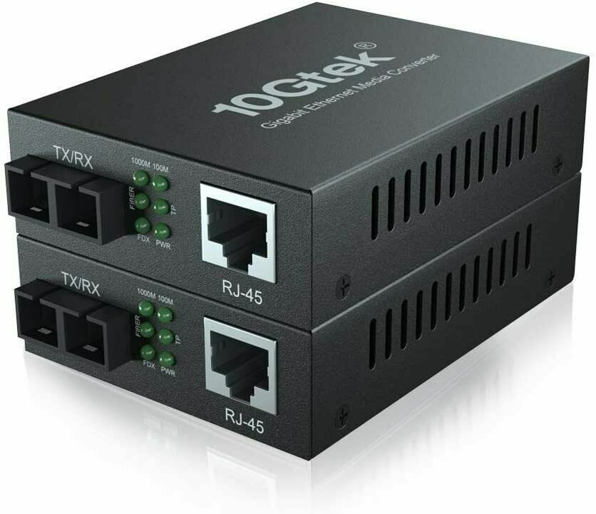 2 Packs 1.25G Gigabit Ethernet Media Converter for 10/100/1000Base-Tx/Lx 20 KM