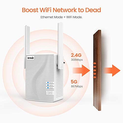 WHITE - TENDA AC1200 WIFI RANGE EXTENDER, WIFI REPEATER WIRELESS SIGNAL BOOSTER,