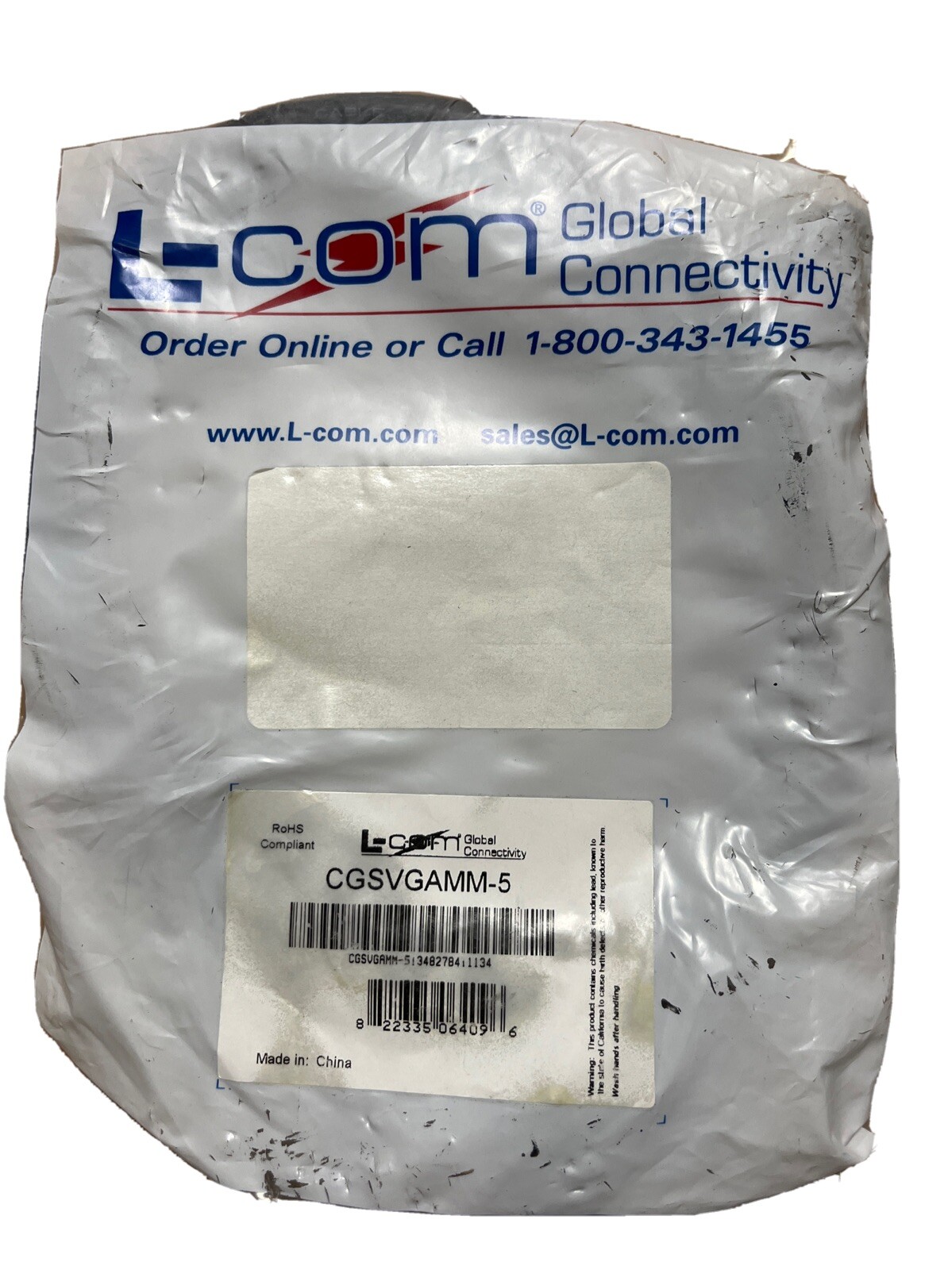 L-Com CGSVGAMM-5 5’ SVGA M-M VGA Cable 