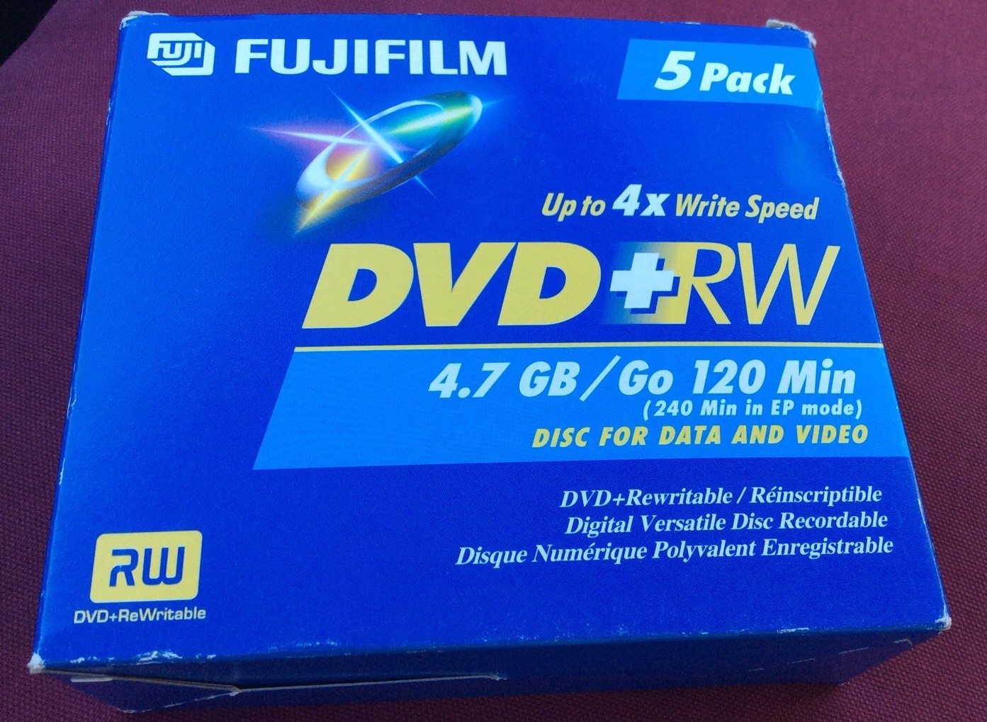 Fujifilm Media 25322075 DVD+RW 4.7GB 120 Minutes Disc 4X Jewel Storage Media - 5