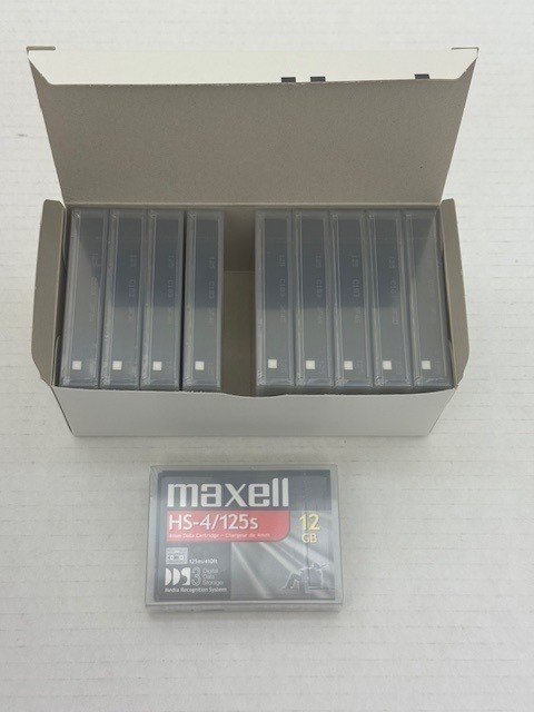 Maxell HS-4/125s 4mm DDS-3 Data Tape 12 GB 125m Box of 10 Sealed Cartridges NEW