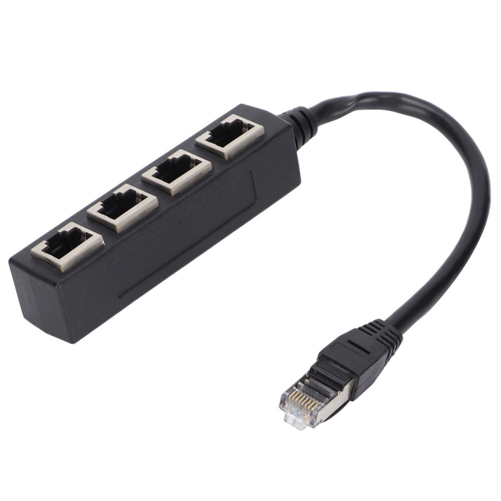 New RJ45 Splitter Adapter Hub LAN Ethernet Cable Plug 1 to 4 Way Port Connector