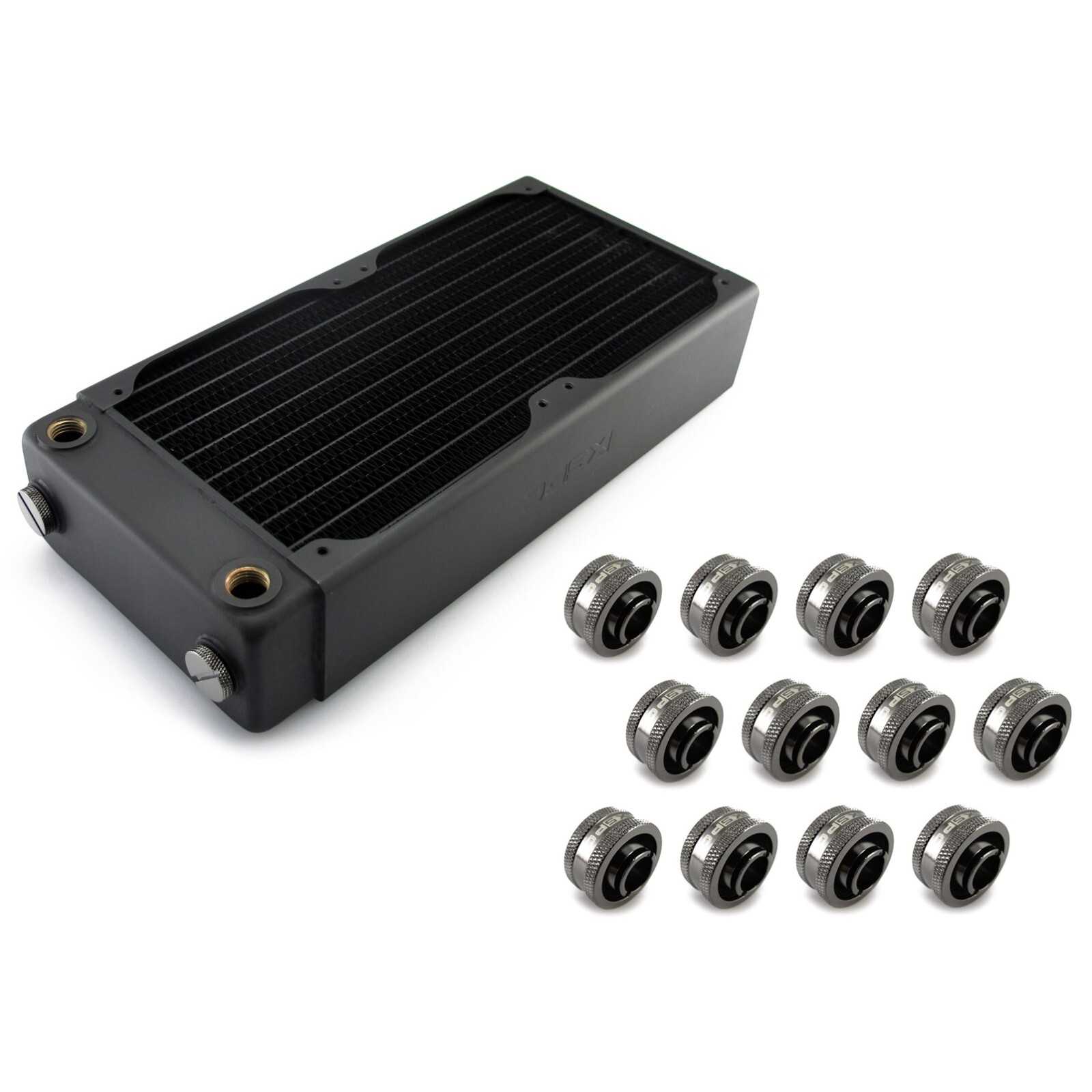 XSPC RX240 V3 Radiator & 1/2" x 3/4" Black Nickel Compression Fitting 12-Pack