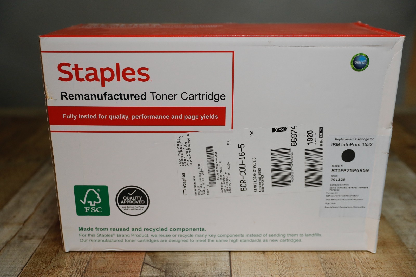 Staples Black High Yield Toner Cartridge for IBM infoprint 1532