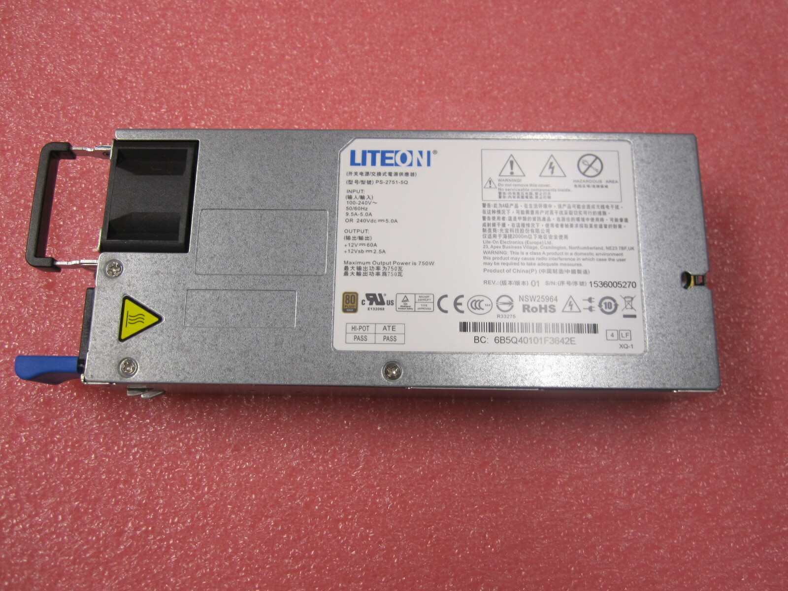 Genuine Lite-On PS-2751-5Q 750W 60A Power Supply for Dell PowerEdge C2100 NEW