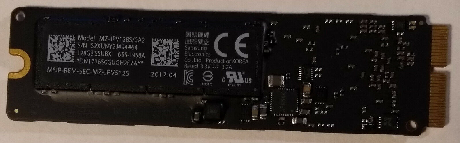 Apple Samsung 128GB 655-1857B MZ-JPV128R/0A2 SSD Solid State Drive A1465 A1466