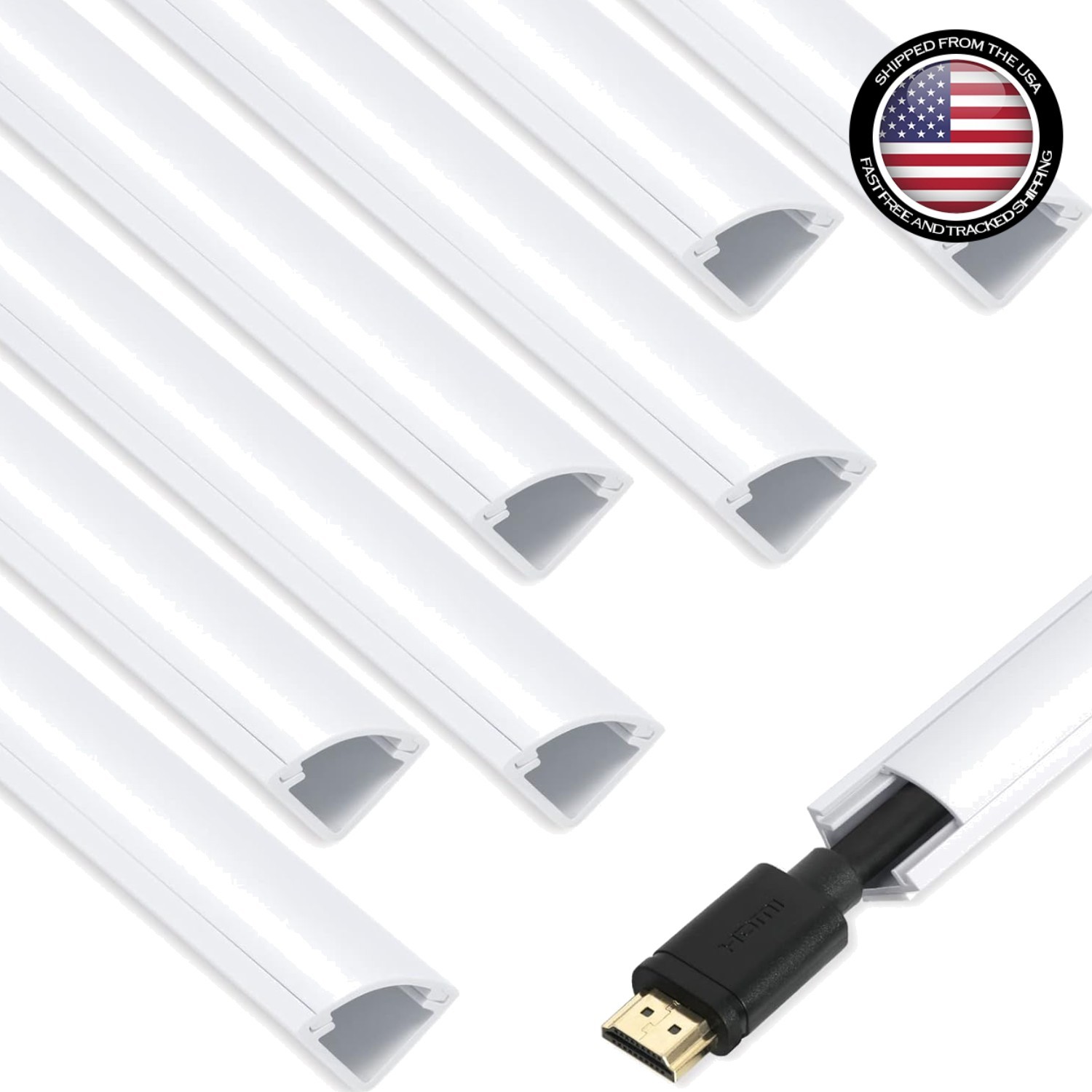 Sleek Self-Adhesive Corner Cable Cover - 136in Cord Management Solution in White