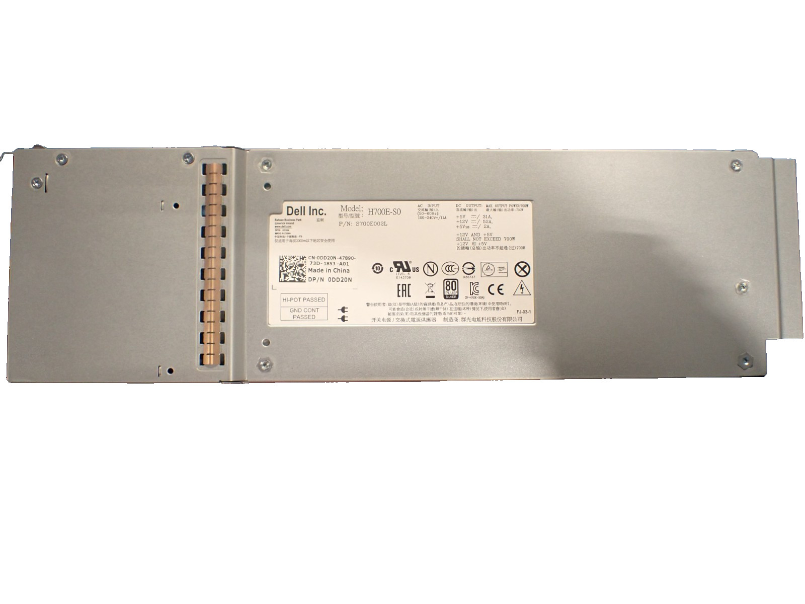 Dell 0DD20N EqualLogic S700E002L 700W High Efficiency PS4100 PS6100 Power Supply