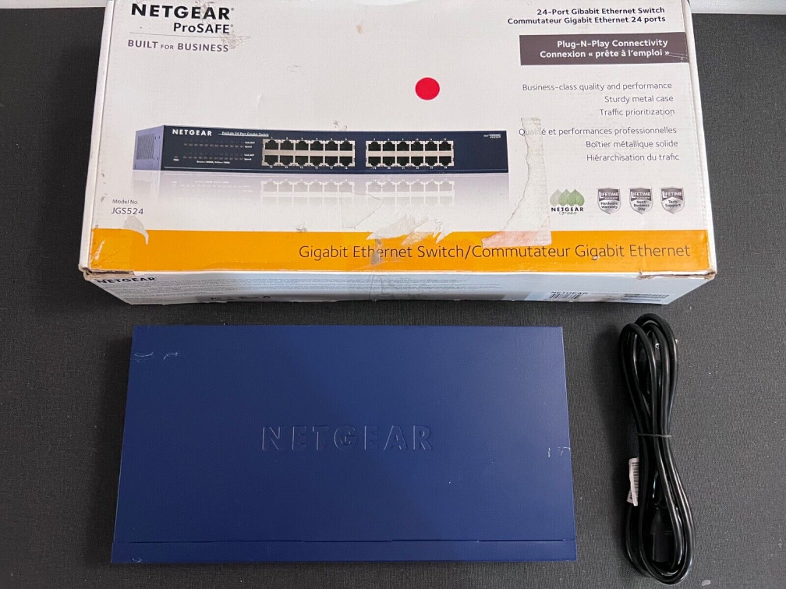 As-is No Power NETGEAR JGS524 v2 ProSafe 24 Port Gigabit Ethernet Network Switch