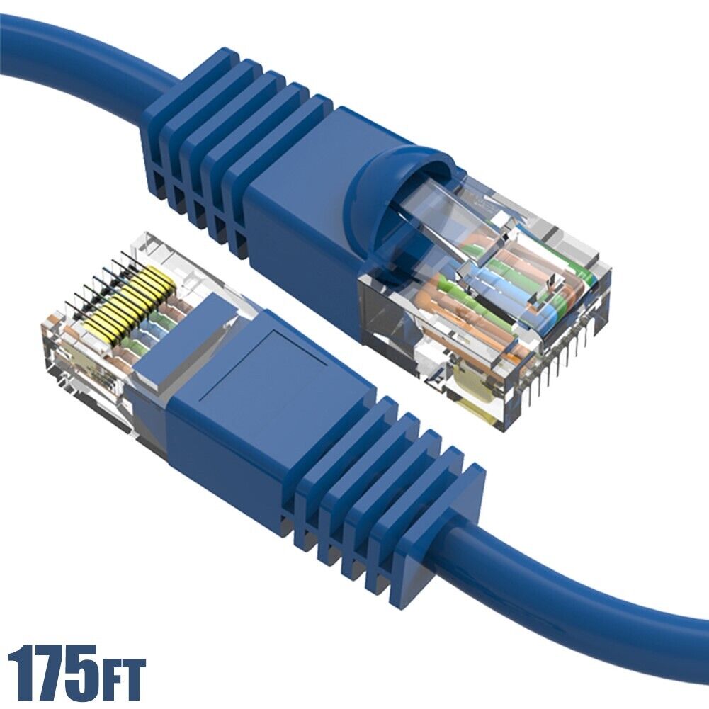 175FT Cat6 RJ45 Network LAN Ethernet UTP Patch Cable Snagless Boot Copper Blue