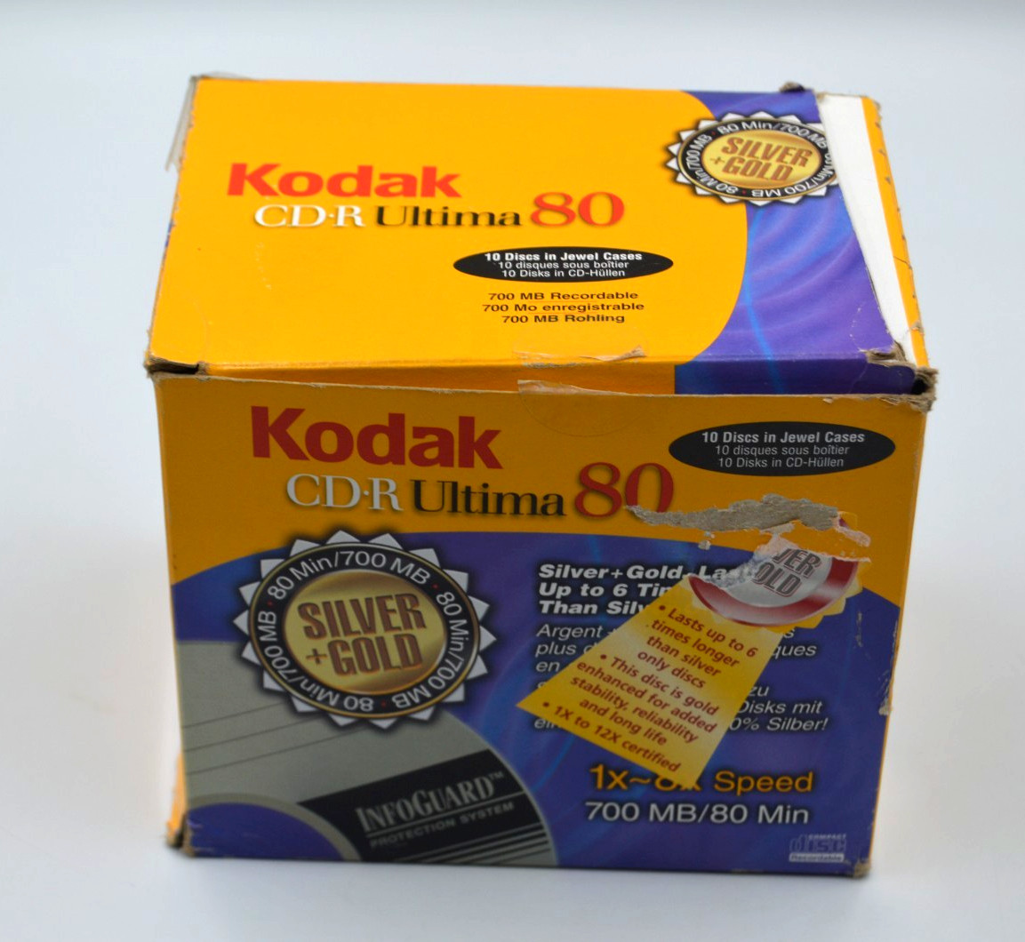 Kodak CD-R Ultima 80 min Box of 10 Silver & Gold New Sealed CDR