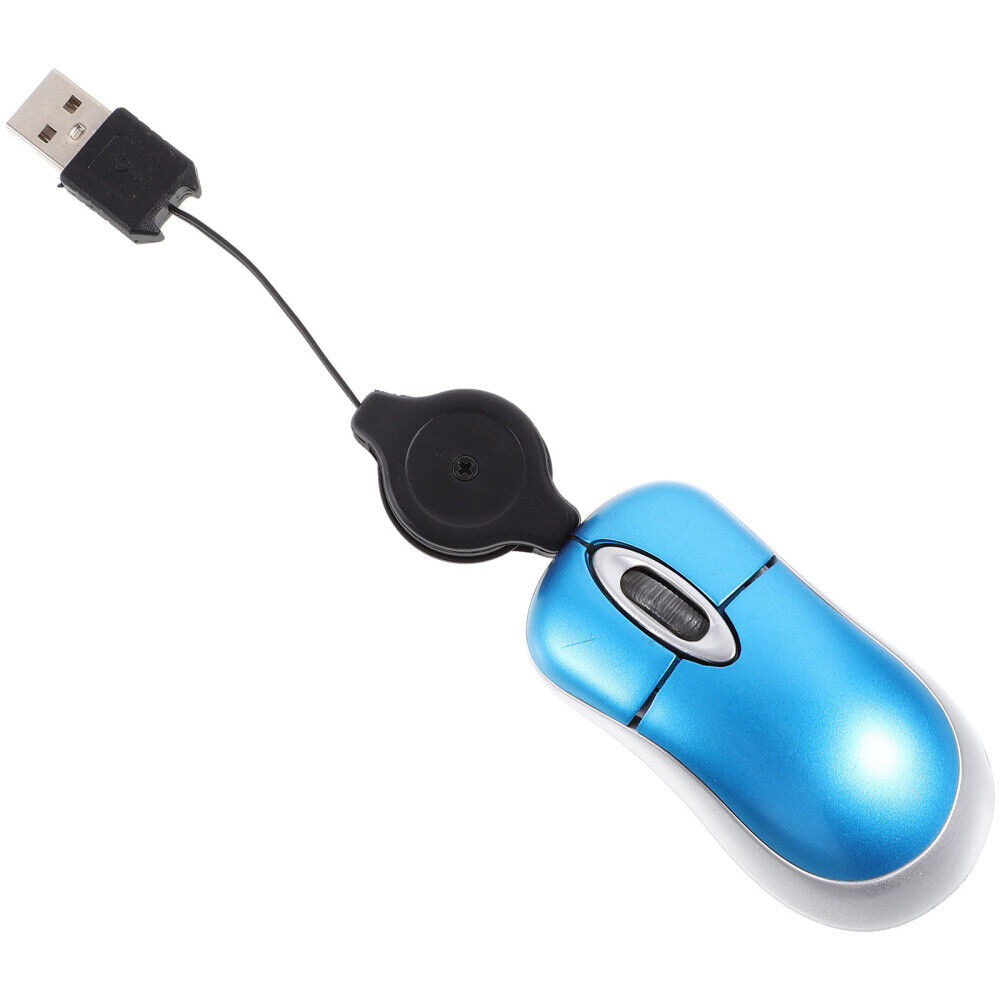 Mini USB Mouse Compact Travel Optical Mouse Retractable Cord for Windows