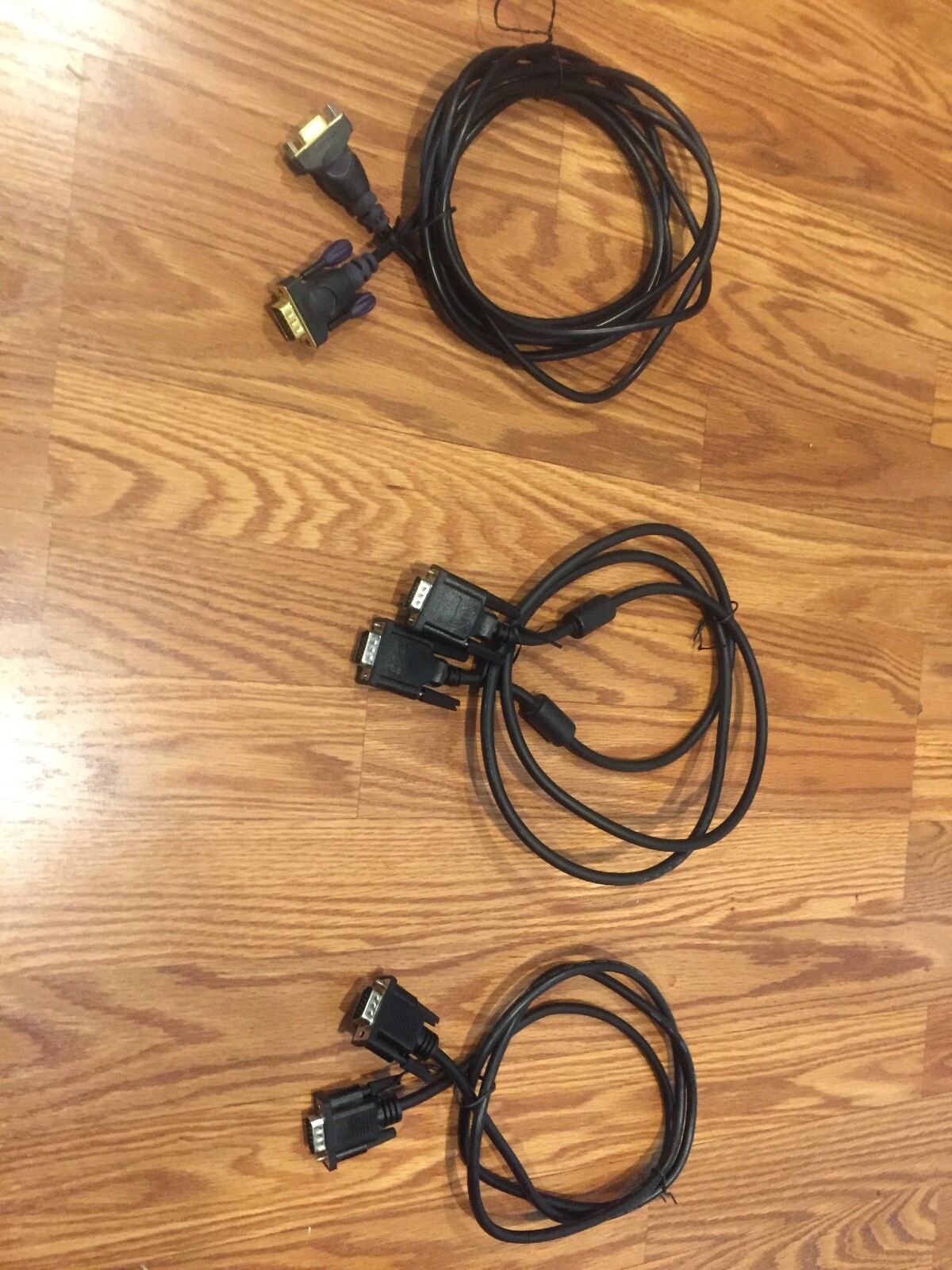 VGA 15 pin Cables-Set of Three Black Used Cables/Excellent condition. 