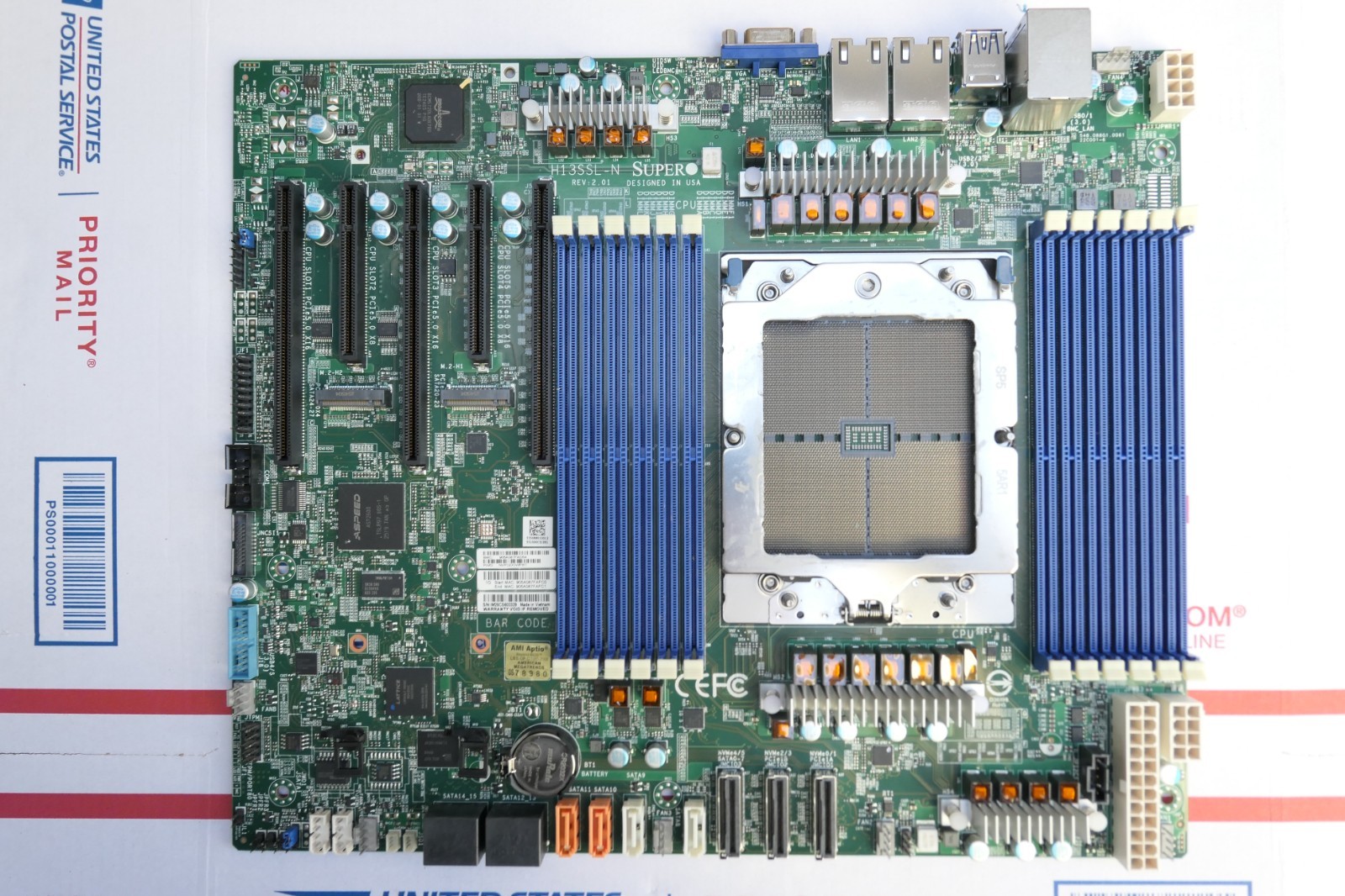 Burned Supermicro server motherboard H13SSL-N, Rev 2.01 - for parts or repair