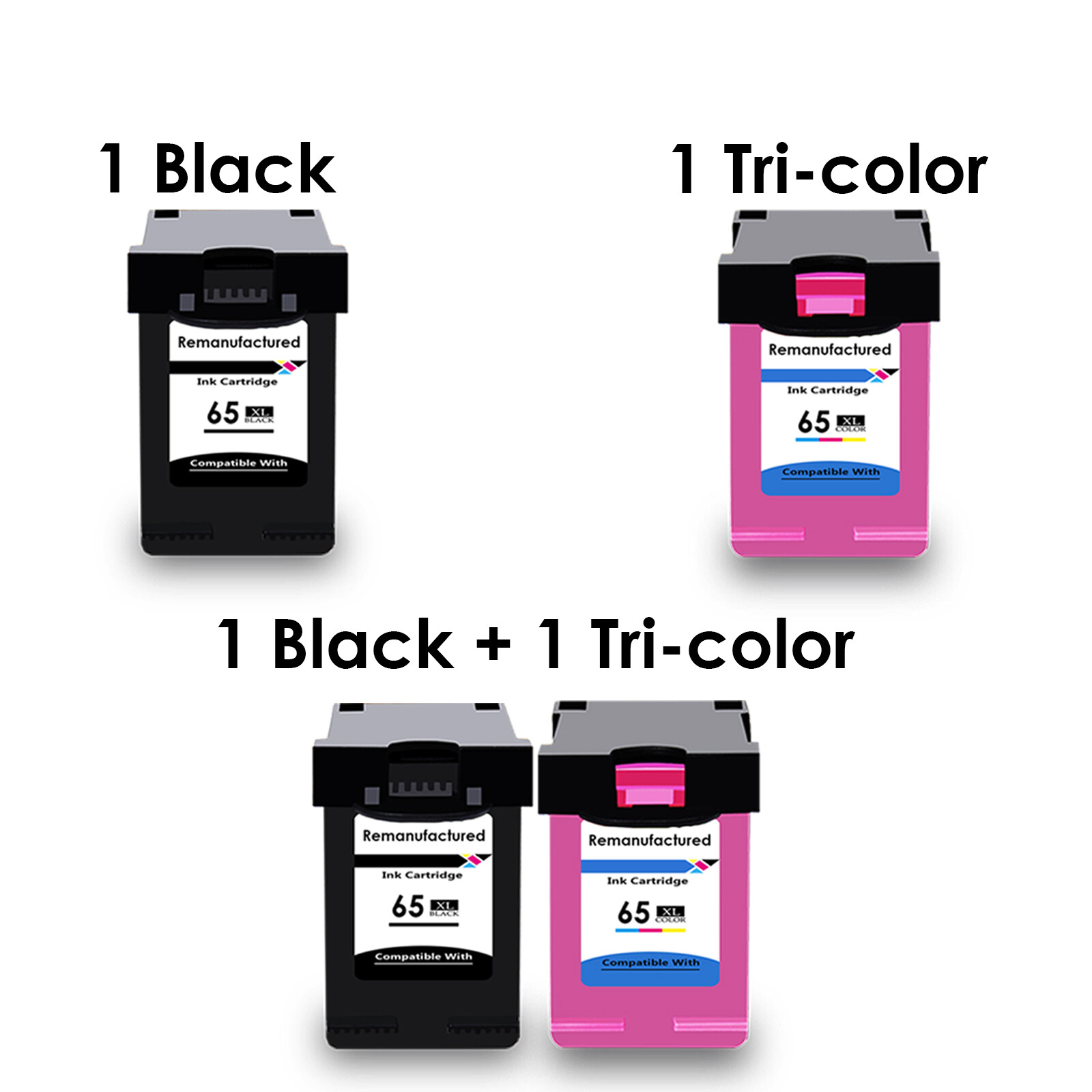 67XL 65XL 63XL 62XL 61XL 60XL Refilled Ink Cartridge Compatible with HP Printer 