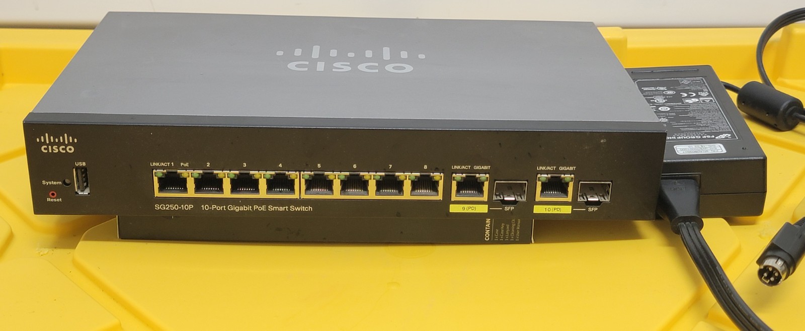 Cisco SG250-10P 10-Port Gigabit PoE Smart Switch (62W) 8x Gigabit 2 SFP+RJ45 PD