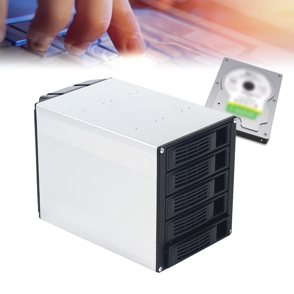 HDD Enclosure Hot Swap Cage 5-Bay 3 x 5.25" Drive Bays 5x SATA 3.5"/2.5"Sas HDD