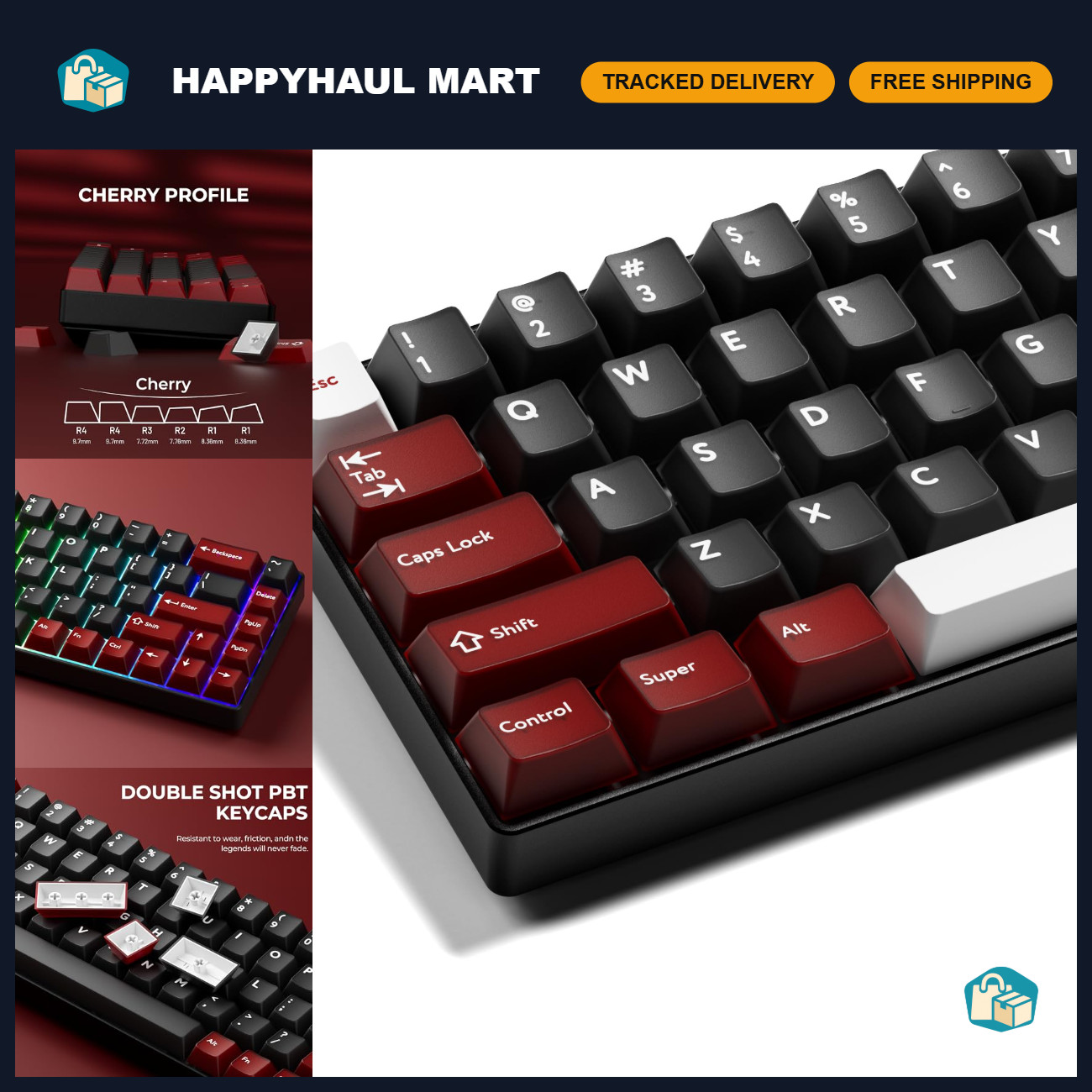 Double Shot PBT Keycaps Set 216 Keys, Cherry Profile, Jade Translucent, Compatib