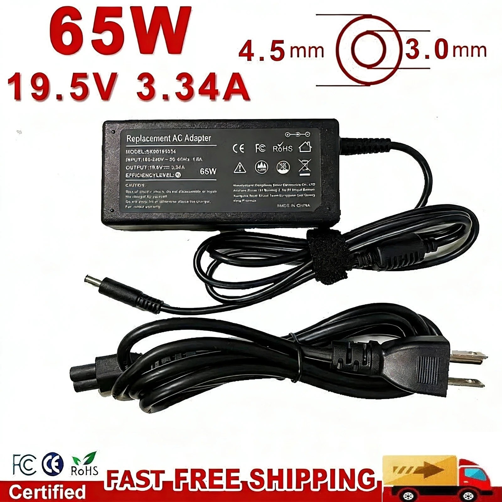 65W AC Power Adapter Charger For Dell Inspiron 15 3593 3000 5000 7000 Laptop