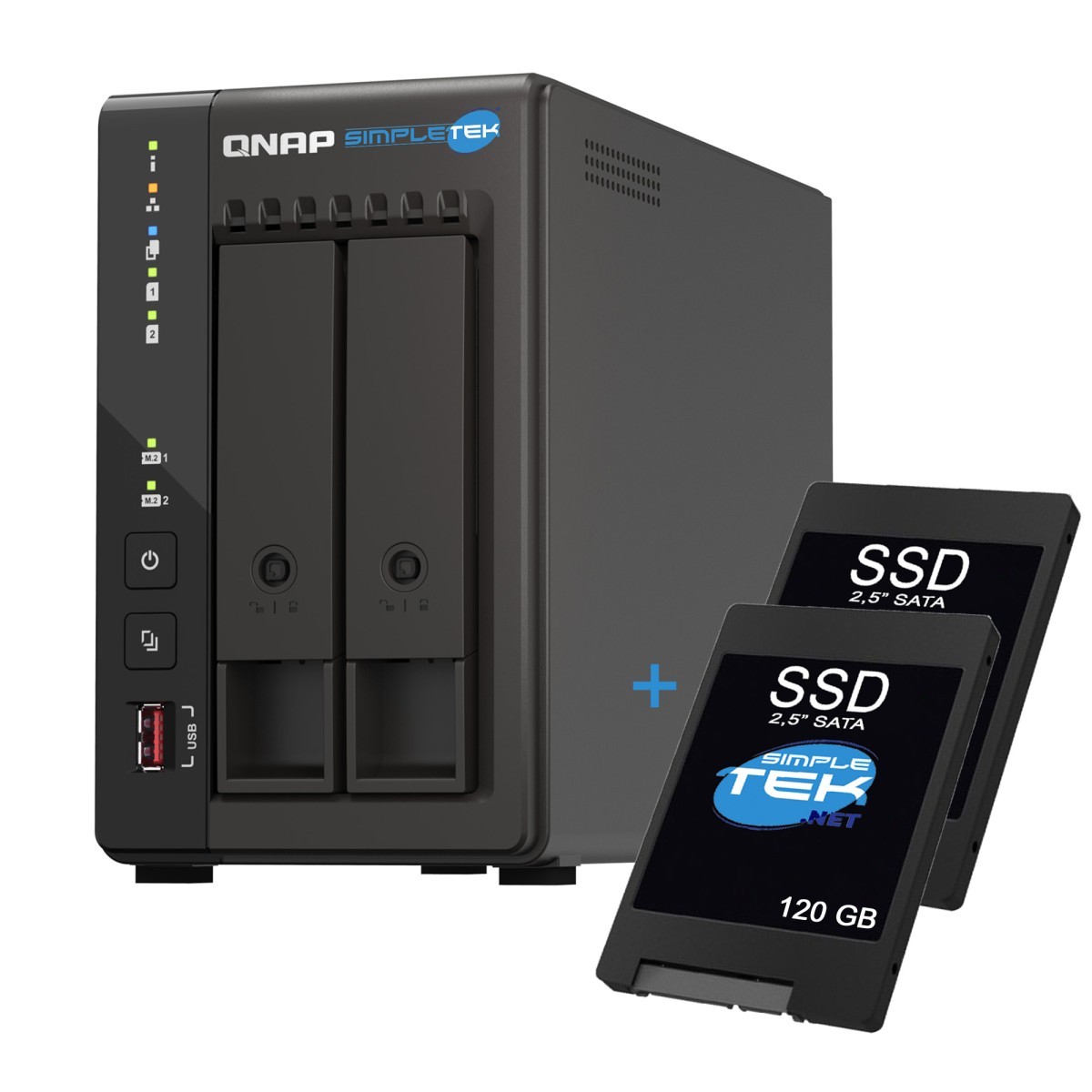 Qnap Ts-253e Nas 2-bay + 2x Ssd 120gb 8gb Ram 2x Slot M.2 2x 2.5g Lan Gigabit_