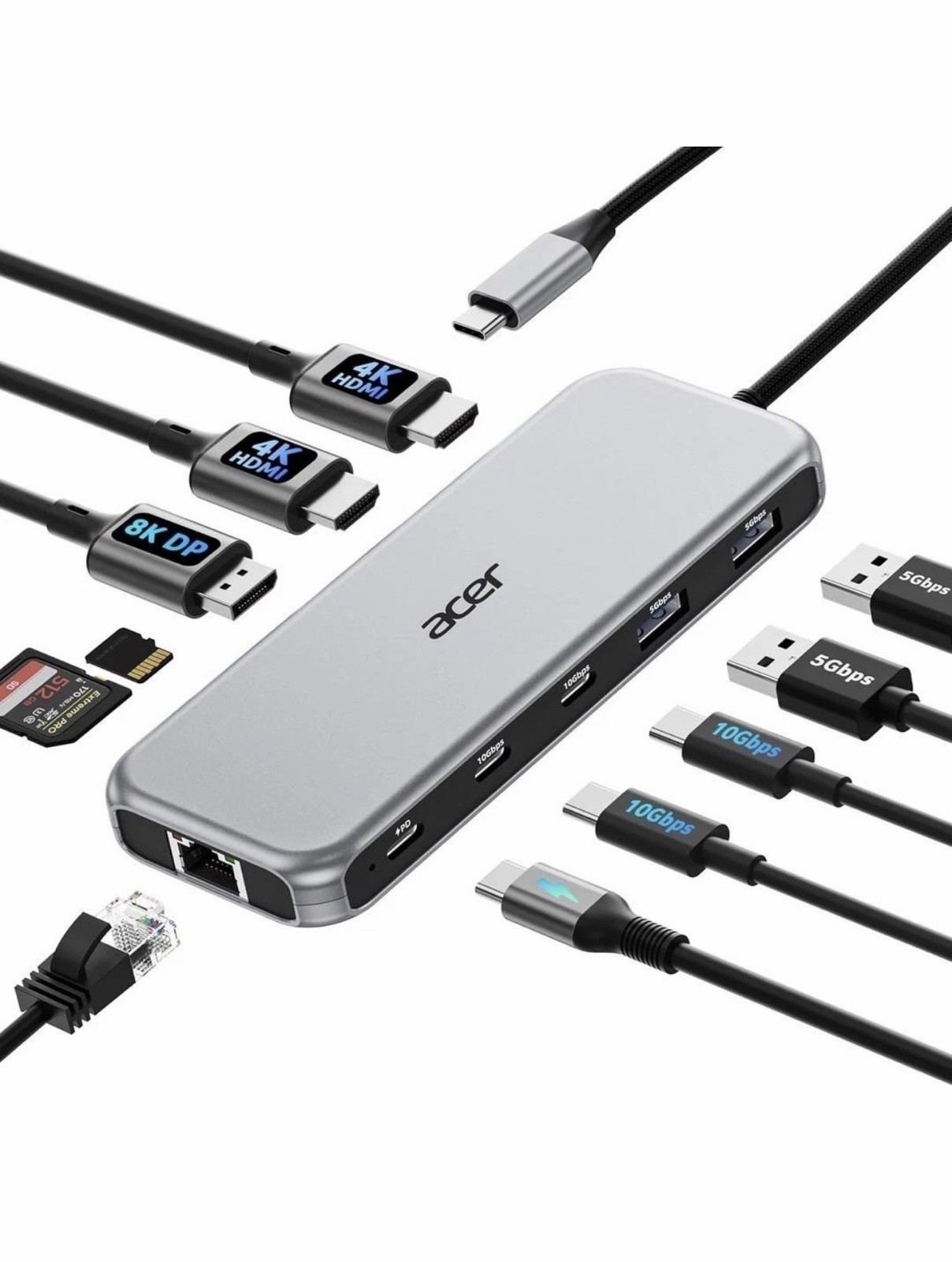 Acer USB-C Docking Station Dual Monitor, 9-in-1 Laptop Dock with 2 HDMI, NEW