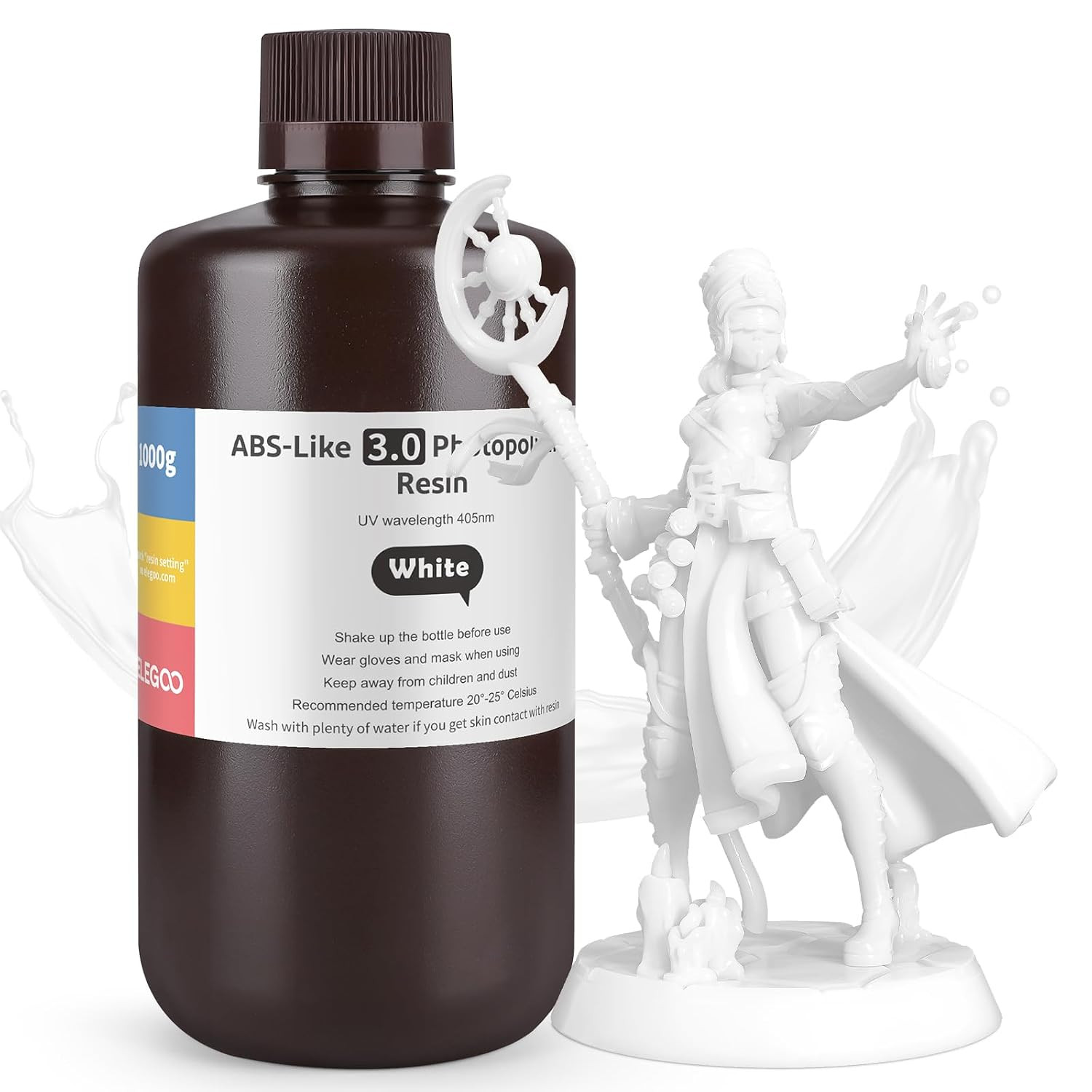 ELEGOO Abs-Like Resin 3.0, Photopolymer Resin White 1000G