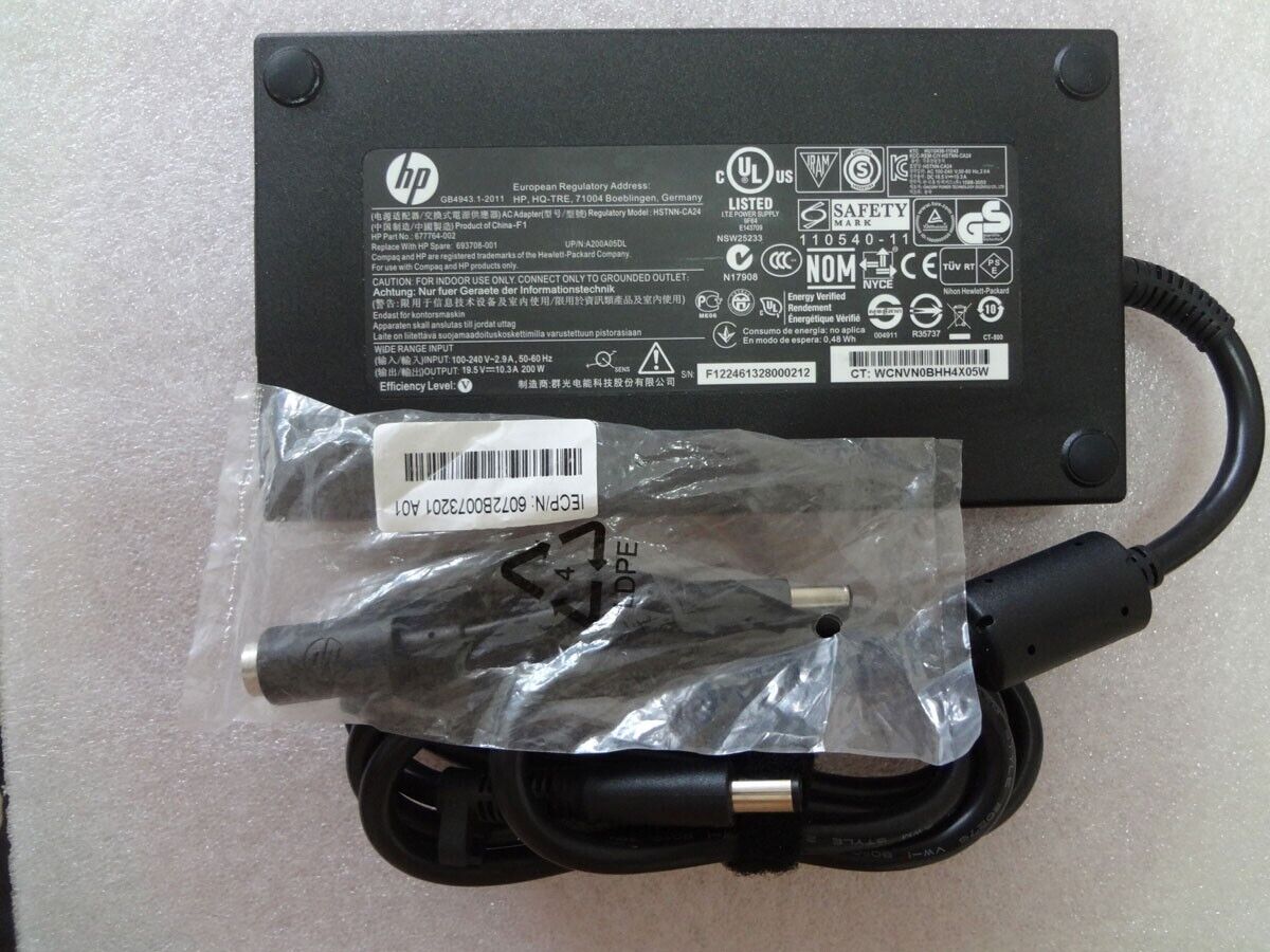 NEW OEM 19.5V10.3A 677764-002 For HP 200W TouchSmart 520-1070 Genuine AC Adapter
