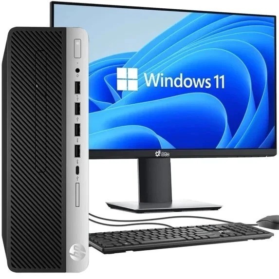 HP 600 G4 Desktop PC i7-8th 32GB RAM 1TB SSD 1TB HDD WiFi New 24" LED Win 11 Pro
