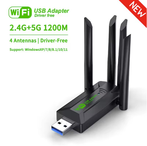 1200Mbps WiFi USB Adapter Dual Band 2.4G+5Ghz Wi-Fi Dongle 4 Antenna 802.11AC US