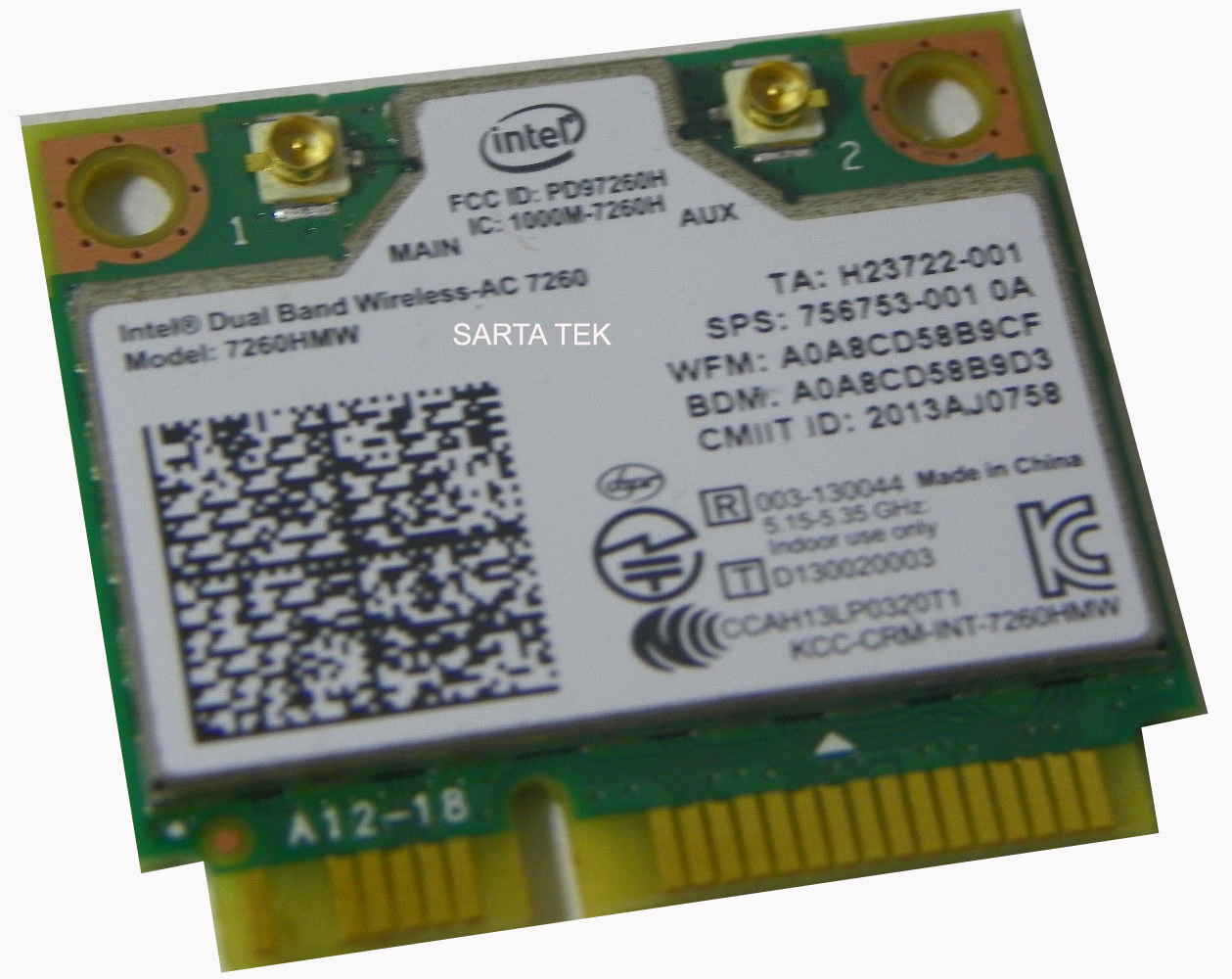 OEM HP 756753-001 Intel Dual Wireless-AC 7260 7260HMW Bluetooth PCIe Half 