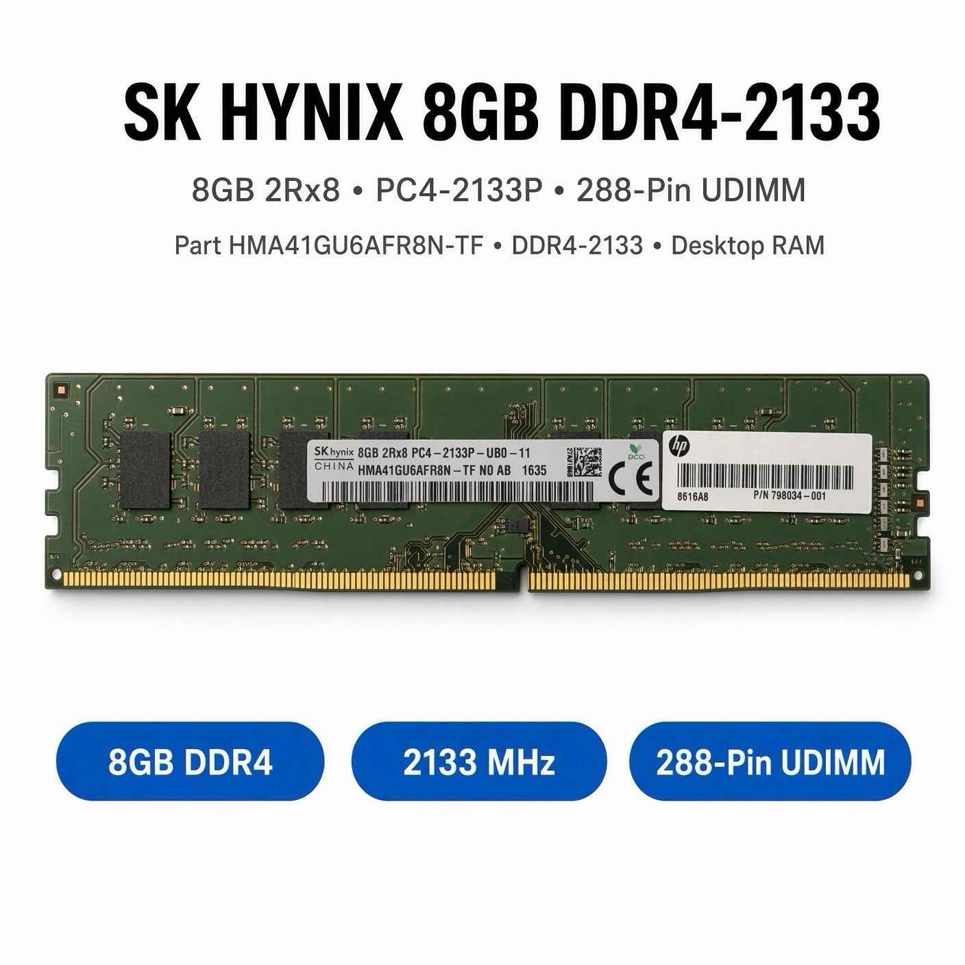 SK hynix 8GB DDR4-2133 PC4-2133P UDIMM Desktop RAM HMA41GU6AFR8N-TF