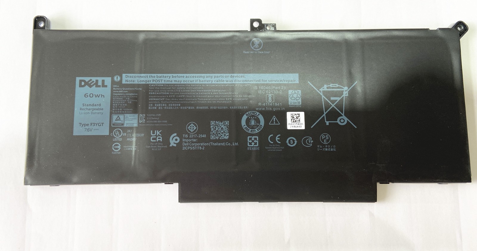 Genuine f3ygt battery for Latitude 14 7000 7480 7490 P28S P28S001 P73G P73G002