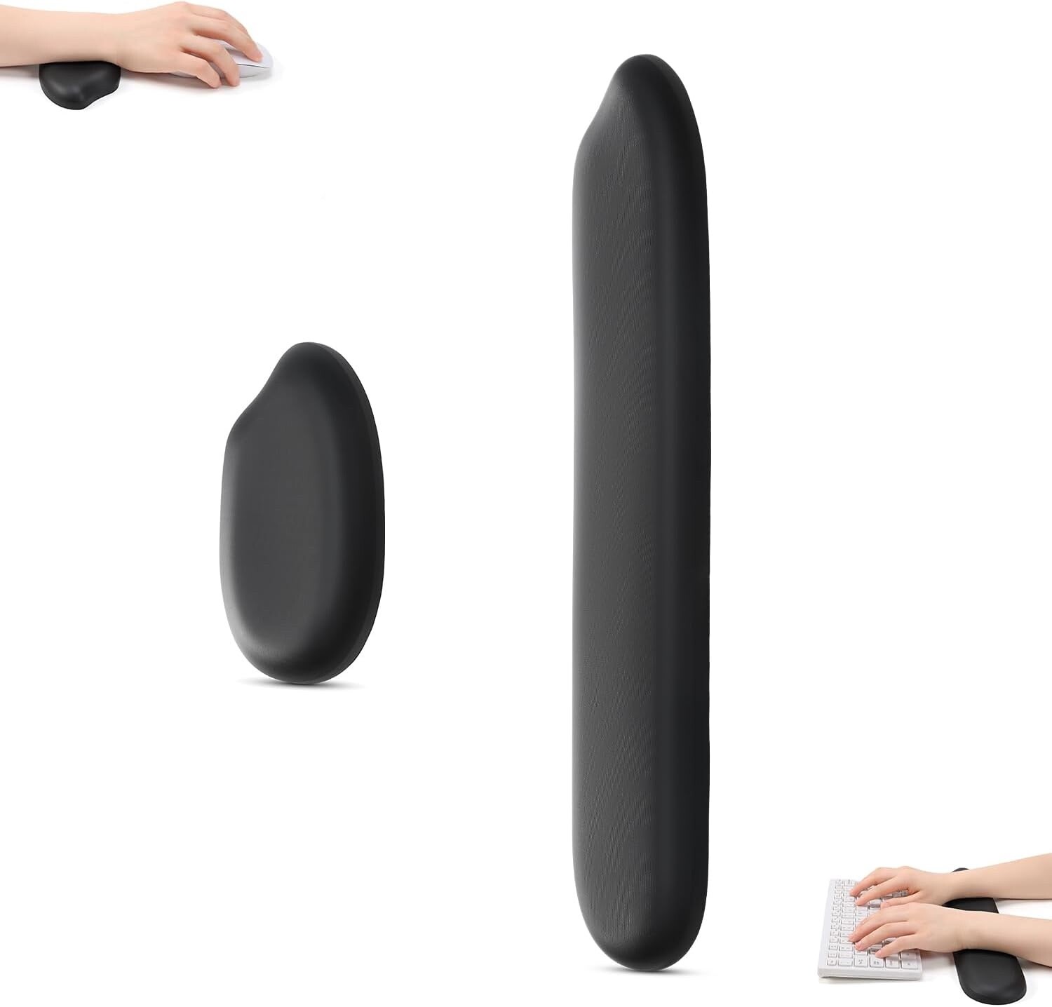Black Memory foam pad for Office & Gaming Carpal Tunnel Syndrome prevention