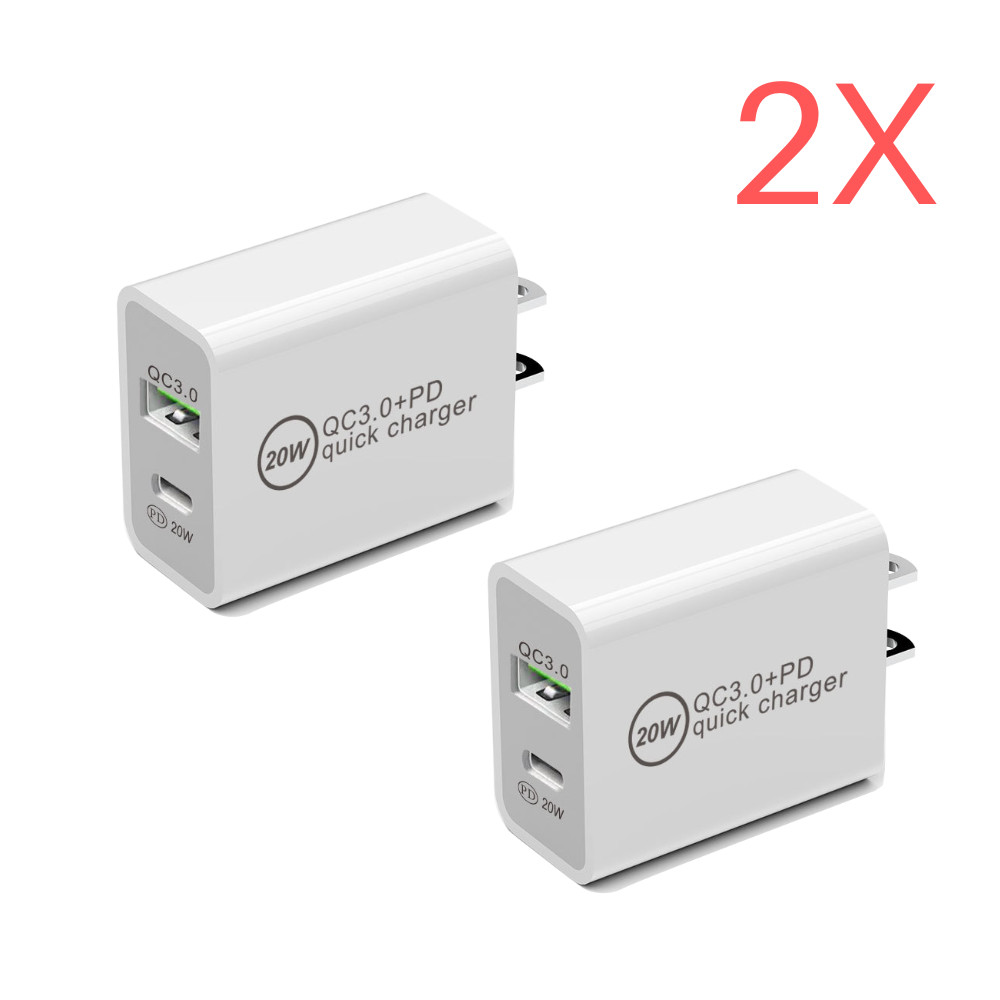 For Samsung Galaxy A13 A73 5G 20W PD Fast Wall Charger Dual Type C Cable 2-PACK
