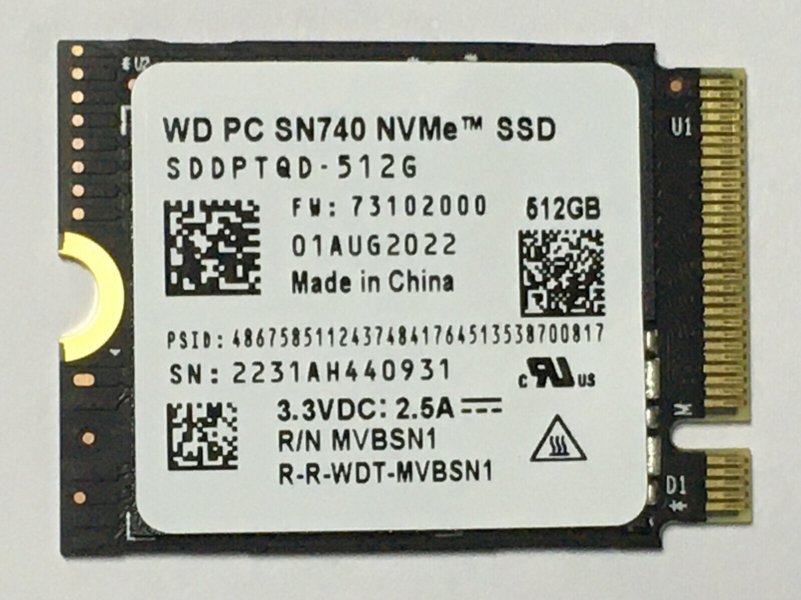 For WD SN740 512GB M.2 2230 SSD NVMe PCIe4x4 Steam Deck Microsoft Laptop Surface