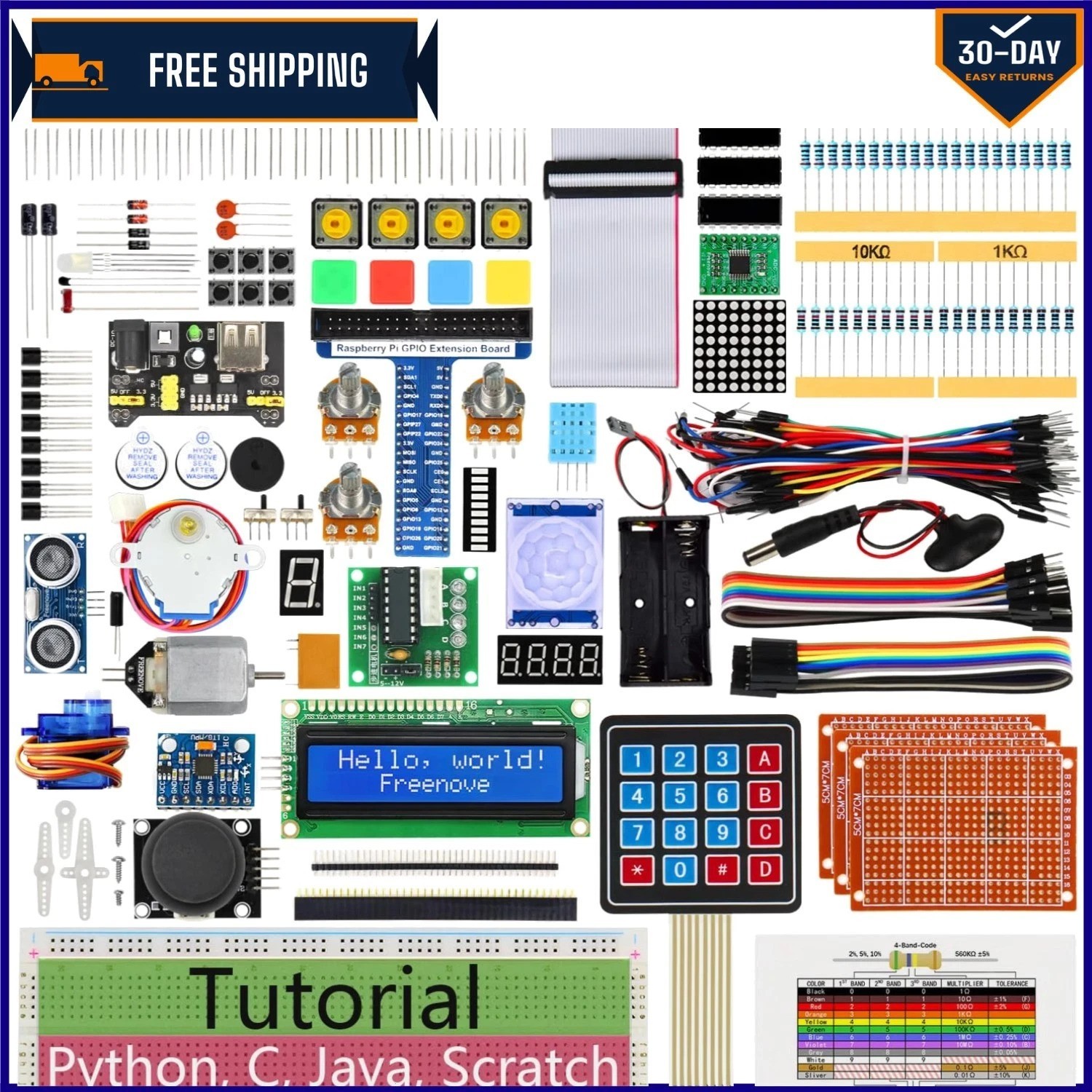 Ultimate Raspberry Pi Starter Kit – 4 GB RAM + 128 Programming Projects