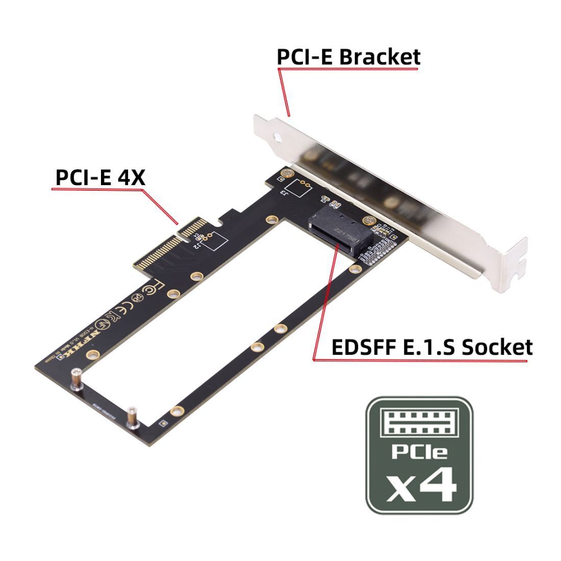 CY PCI-E 4.0 4X Host Adapter to NVMe Ruler 1U GEN-Z EDSFF SSD E1.S Adapter