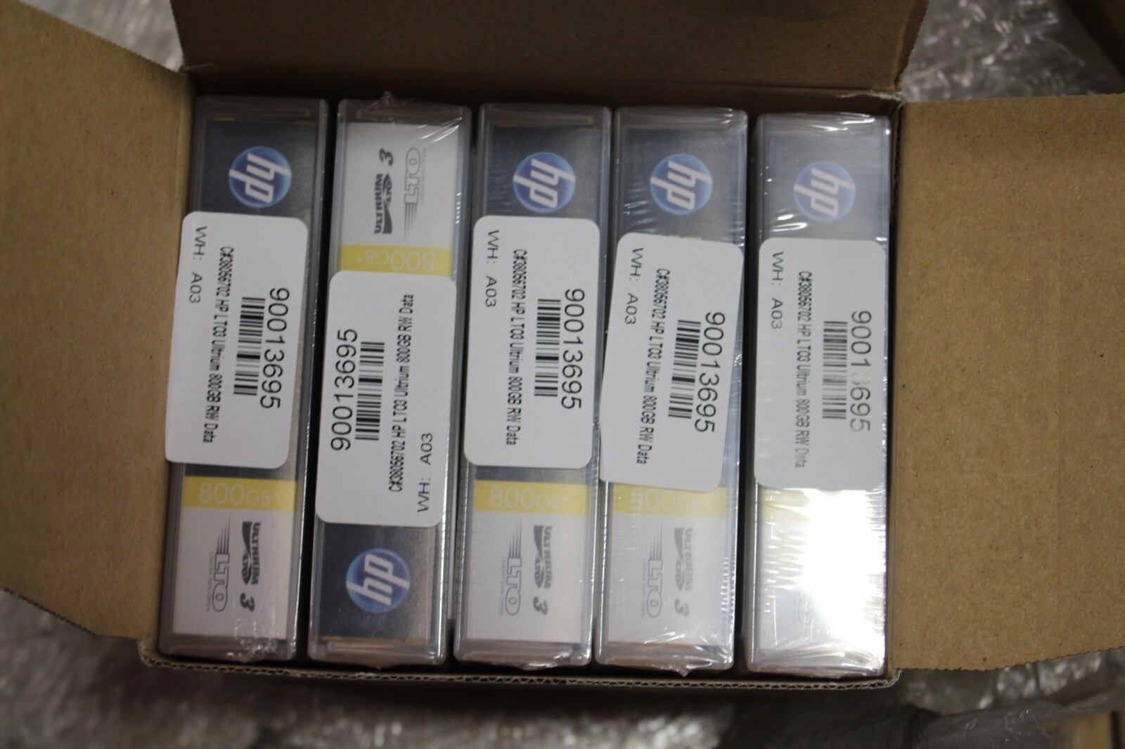 New Box of 5 HP  90013695  LTO3 Ultrium RW 800GB DATA Cartridges