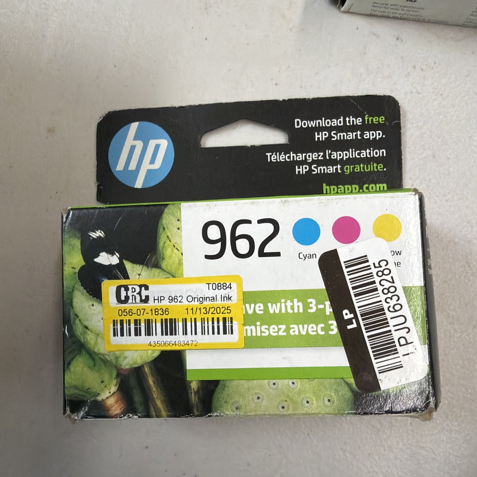 NEW Genuine Authentic HP 962 3-Pack Ink Tri Color New Expired