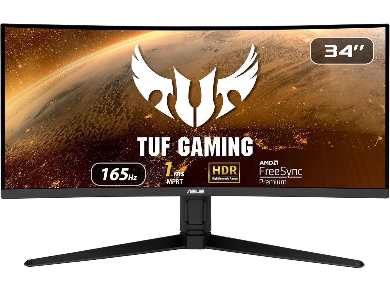 ASUS TUF Gaming 34" UWQHD 2K 165Hz, Curved Gaming Monitor 1ms Built-in Speakers