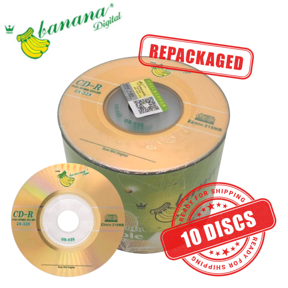 Banana Mini CD-R 32x 8cm 3" 215 MB Blank CD Recordable Disc 3in 215MB - 10 Discs
