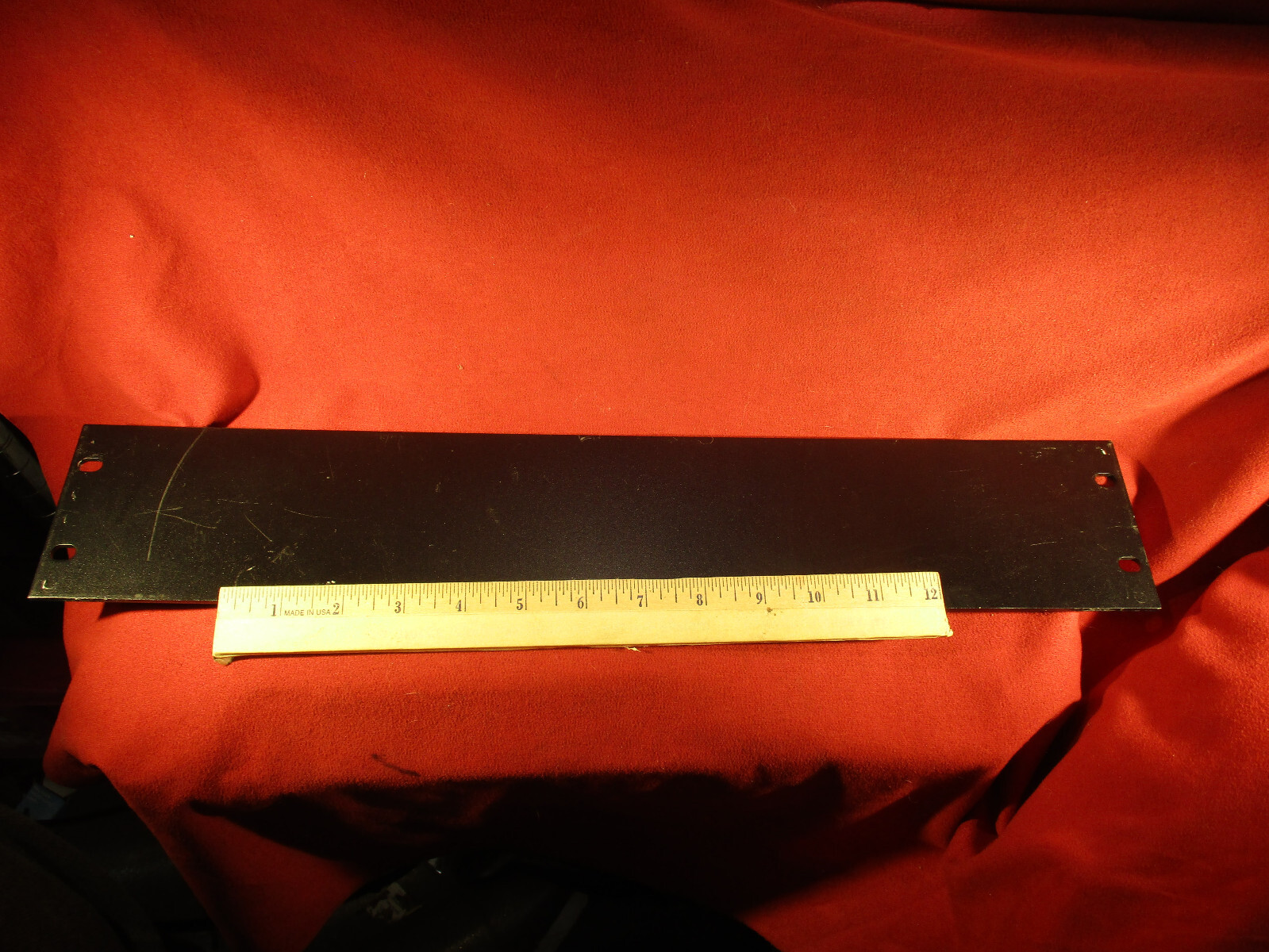2RU Rack Mount Blank 19" x 3.5" Used Aluminum Black 2 Screw Hole