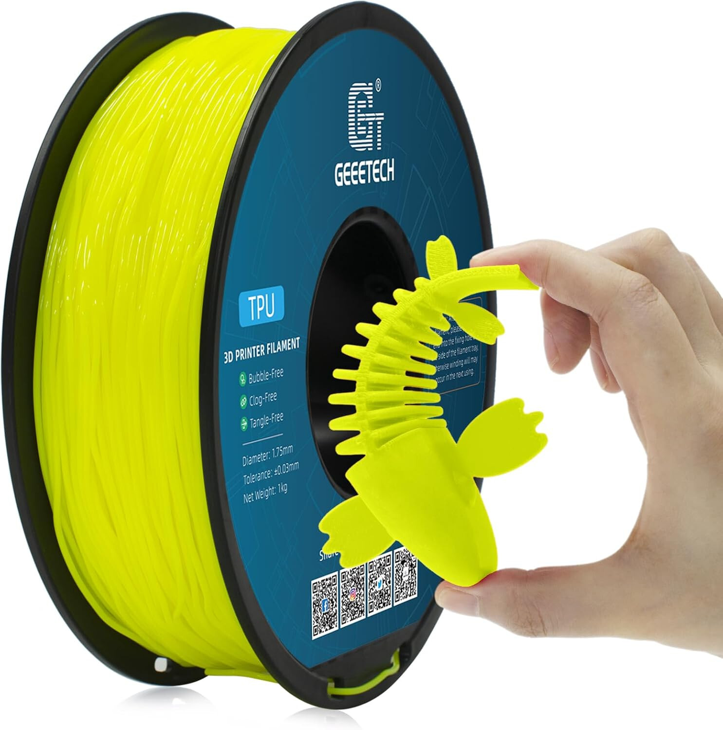 Geeetech TPU Filament 1kg 1.75mm Soft & High Elasticity TPU 3D Printer Filament