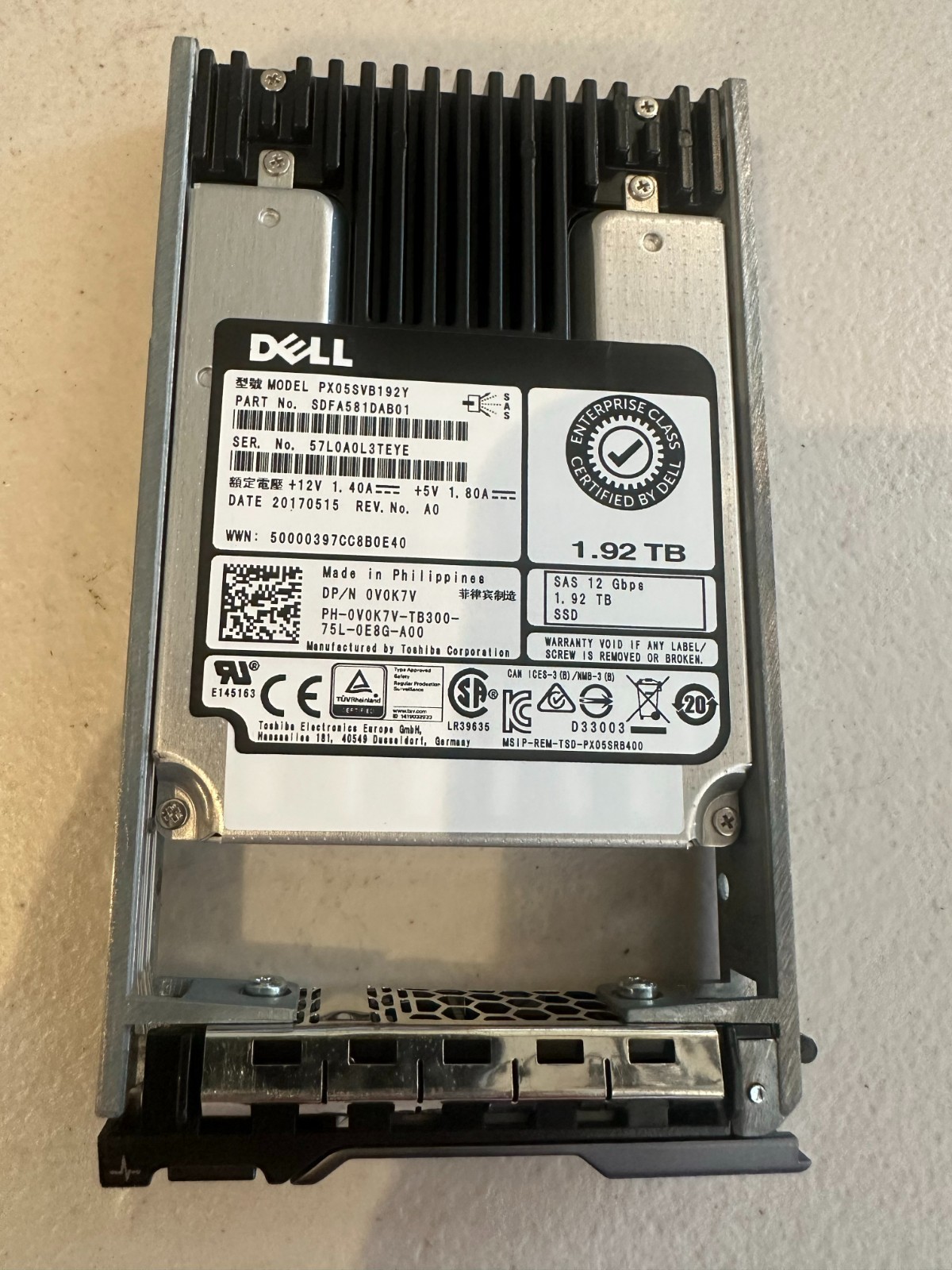 DELL PX05SVB192Y SSD 1.92TB SAS 12Gb/s 2.5" 0V0K7V 512 b/s