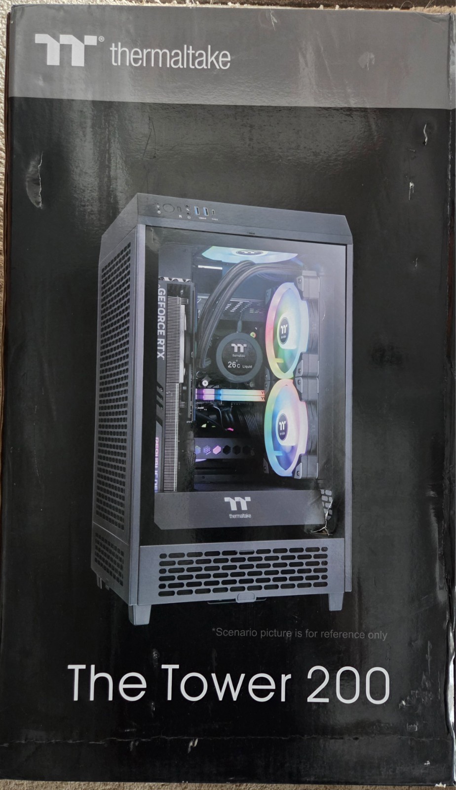 NIB Thermaltake The Tower 200 Black Mini Chassis PC Case ITX AIO FANS