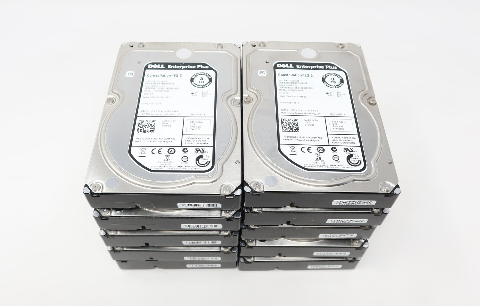 Lot of 10 4CMD9 Dell ST3000NM0023 3TB 7.2KRPM 6Gb 3.5"SAS HDD For R210 R220 R230