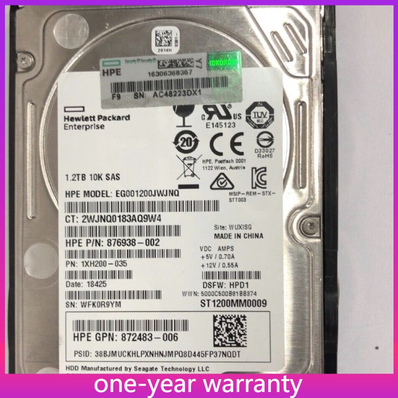 HPE 872737-001 1.2TB 872479-B21 12G 10K DS SAS with Tray for Server NEW HDD