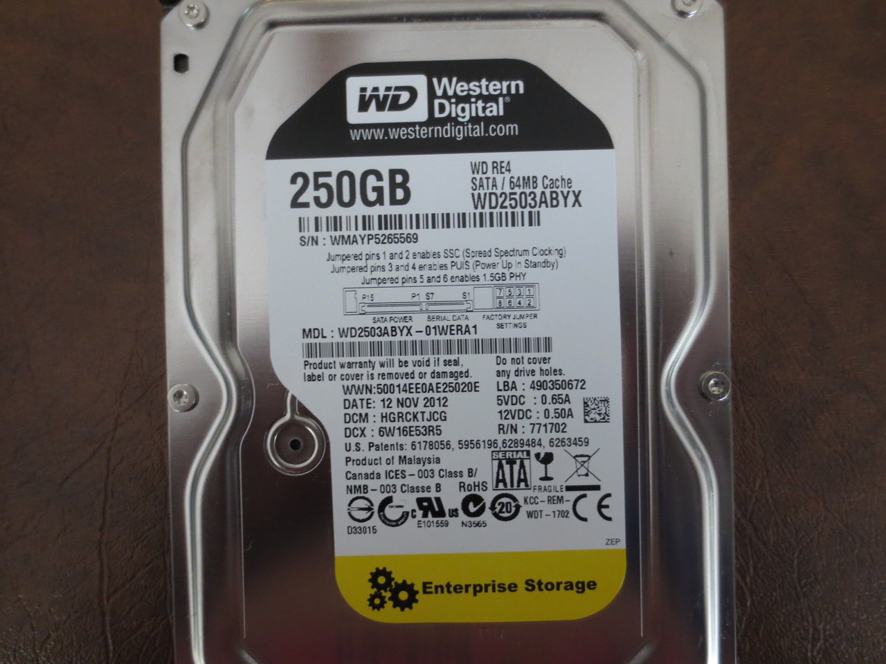 Western Digital RE4 WD2503ABYX-01WERA1 DCM:HGRCKTJCG 250gb 3.5" Sata HDD